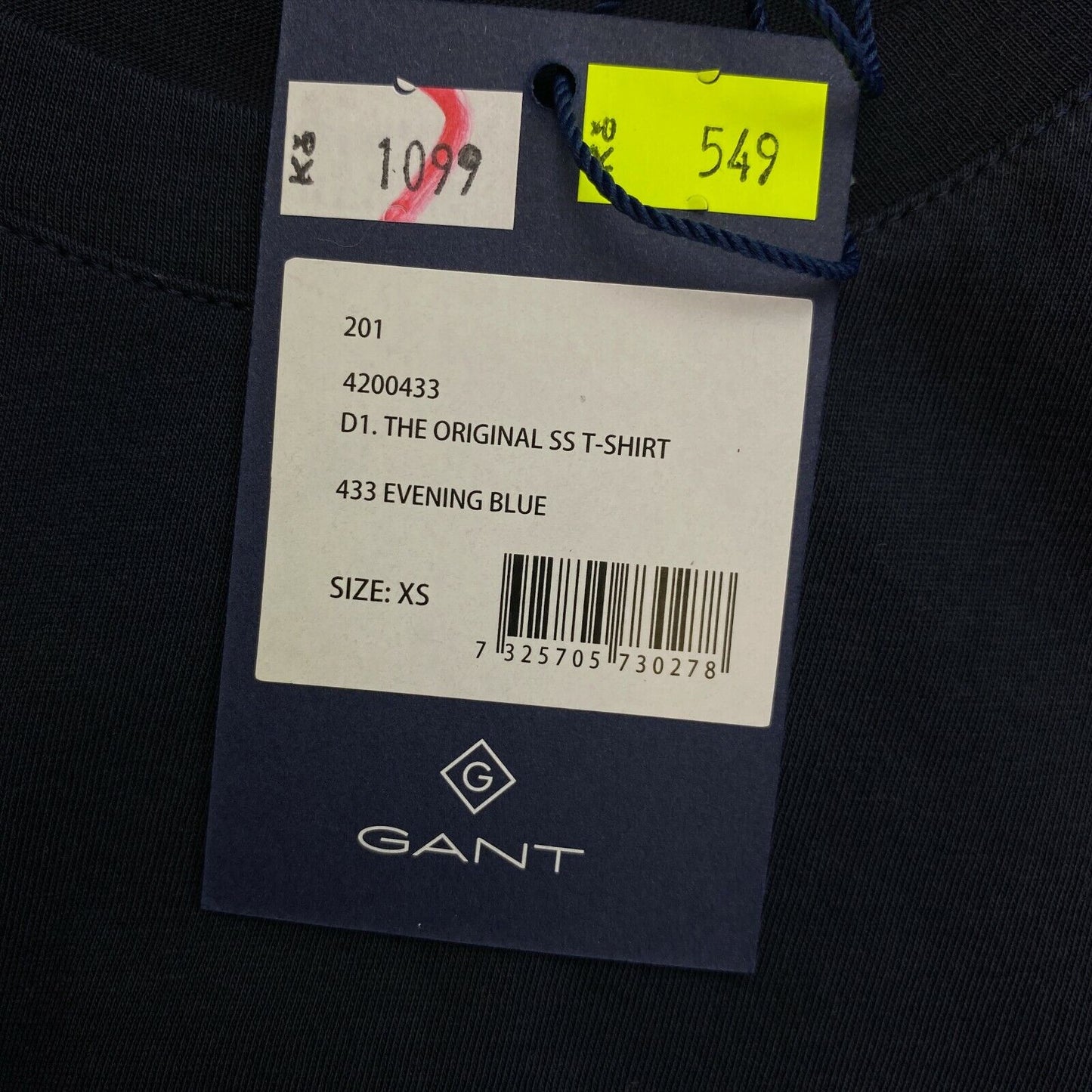 GANT Bleu Marine Original Crew Neck T Shirt Taille XS S