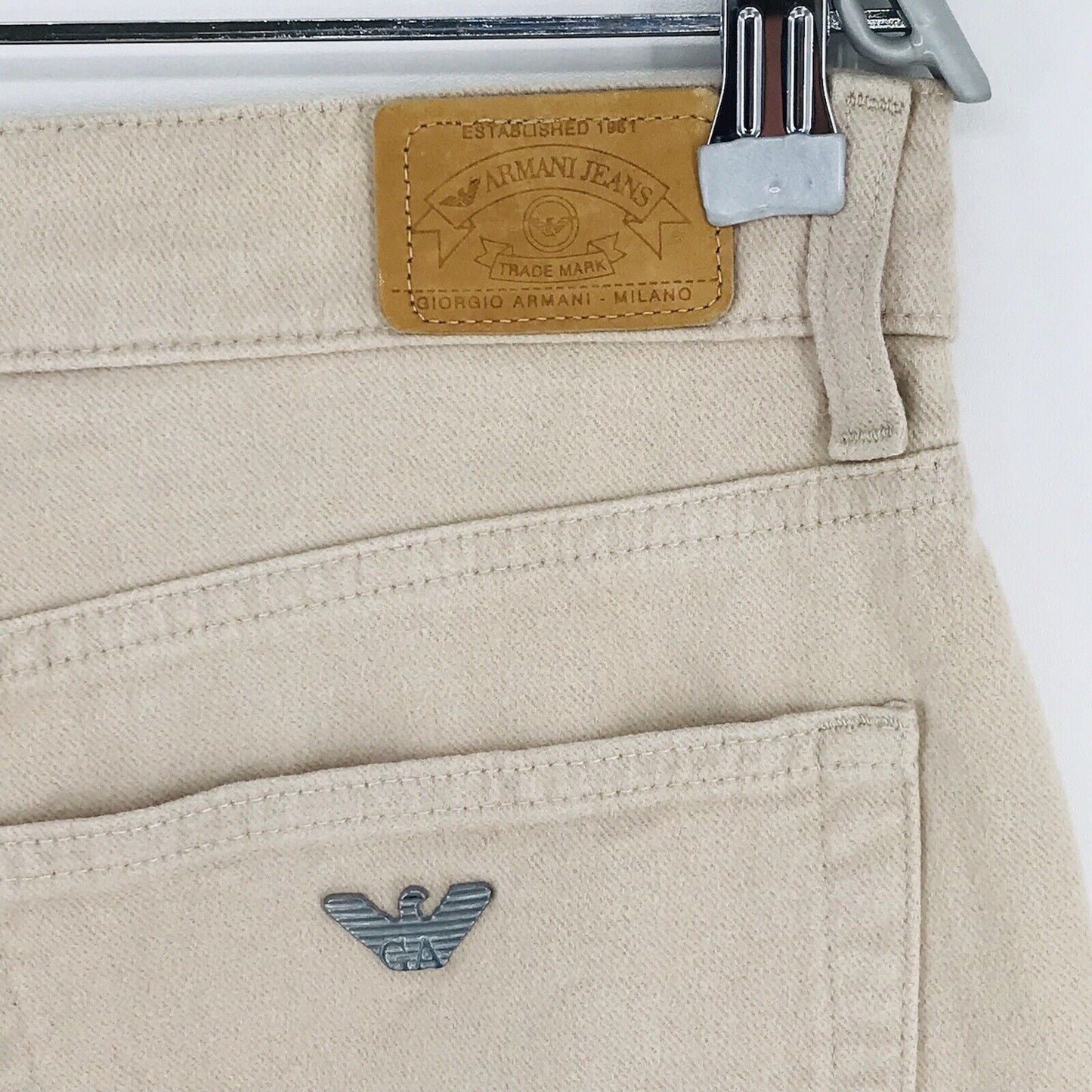 ARMANI JEANS Beige Regular Straight Fit Pants Trousers W31 L28 Made in Italy