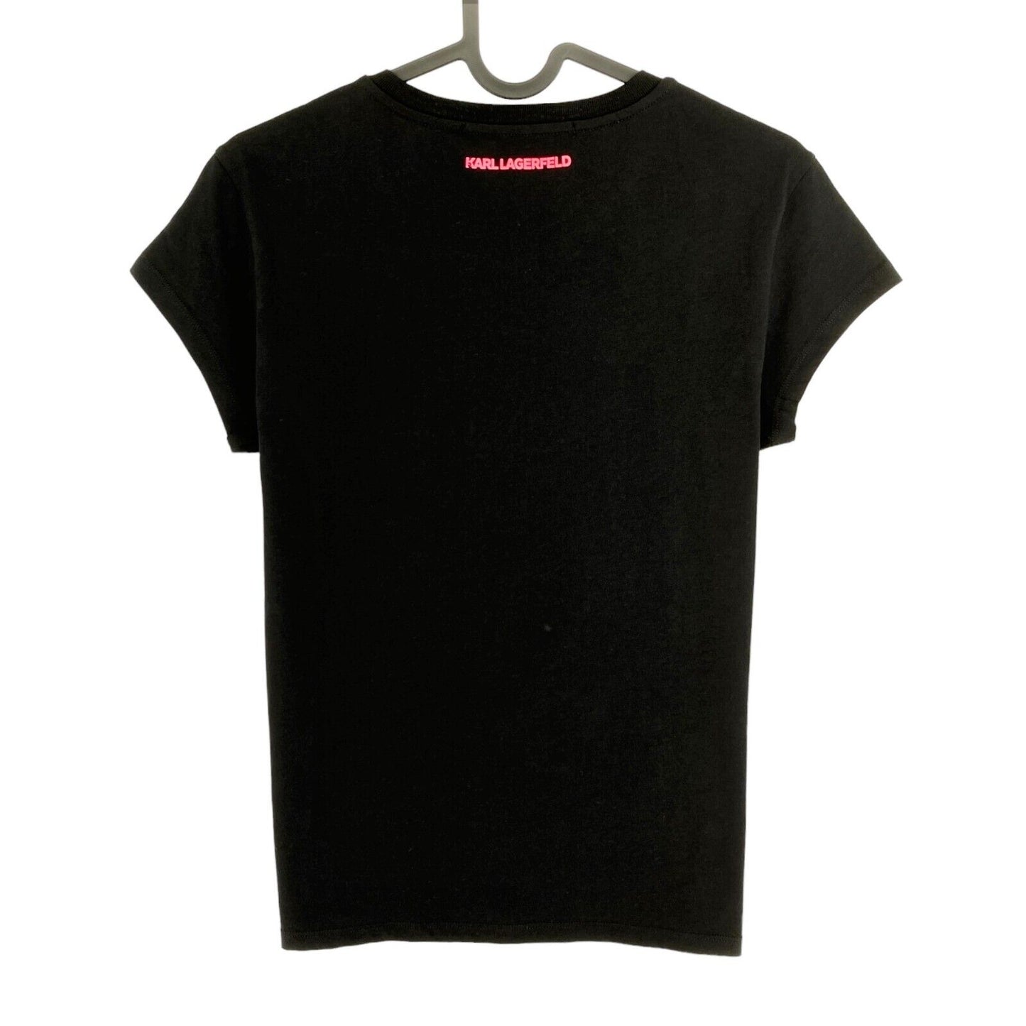 Karl Lagerfeld Black Ikonik Pocket Tee W/Glasses Crew Neck T Shirt Size XS