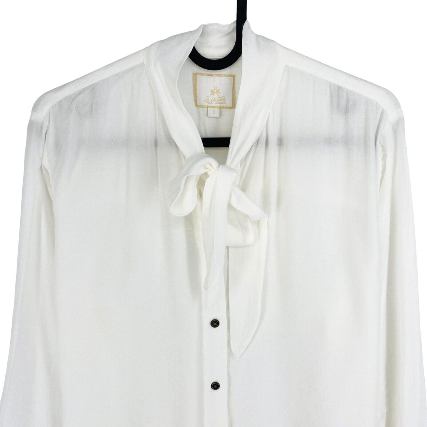 LA MARTINA Women White Long Sleeves Shirt Size 3 / M