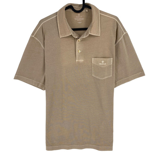 GANT Men Light Brown Sun Faded Jersey Short Sleeves Polo Shirt Size M