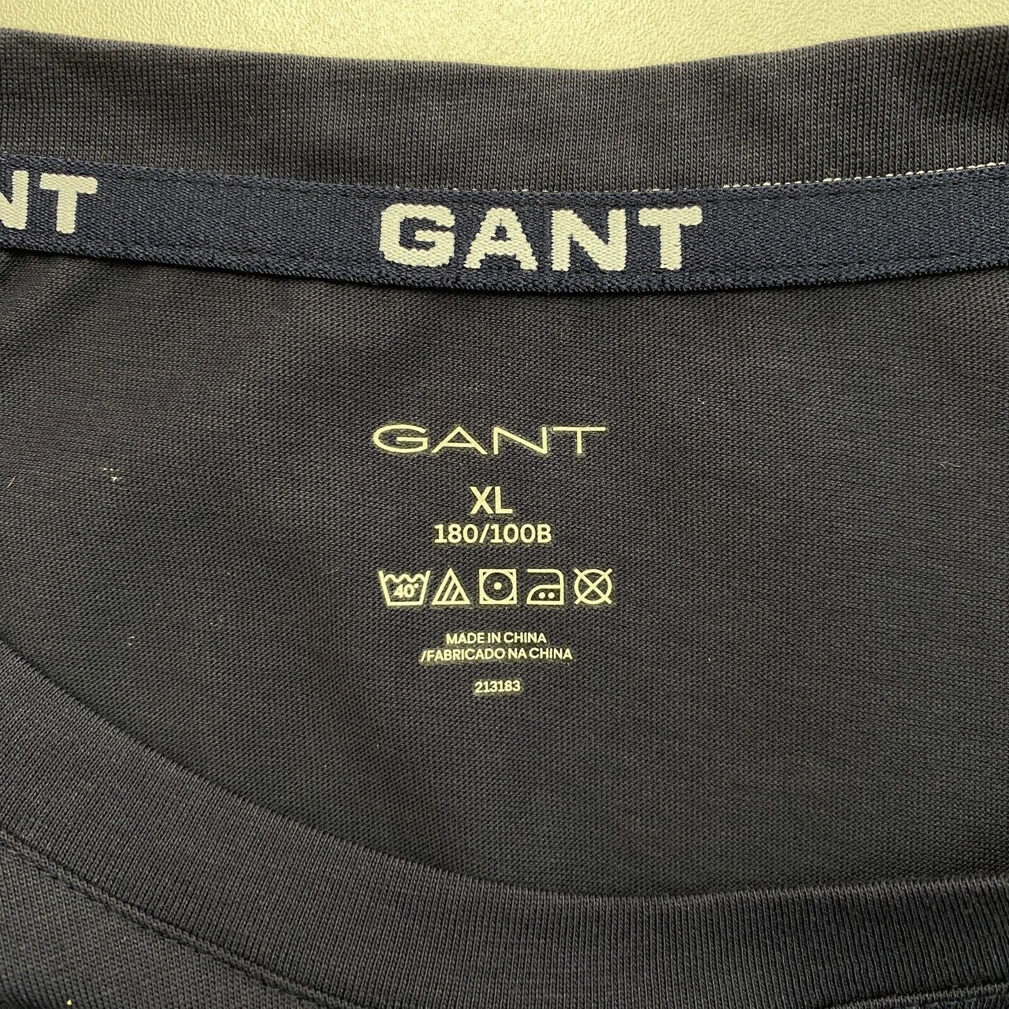 GANT Navy Blue Retro Shield Crew Neck Long Sleeves T Shirt Size XL