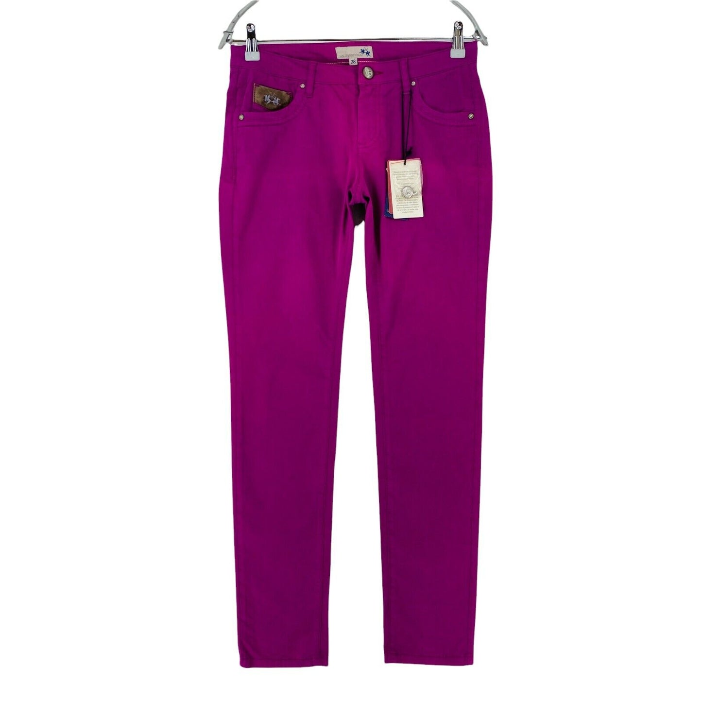 LA MARTINA Women Purple Stretch Slim Fit Satin Trousers W28