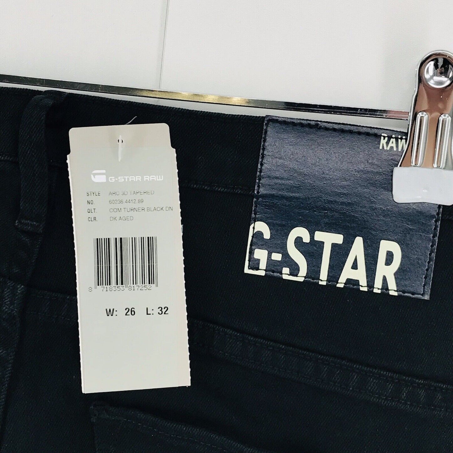 G-STAR RAW ARC 3D Femme Noir Coupe Fuselée Jeans Taille W26 L32