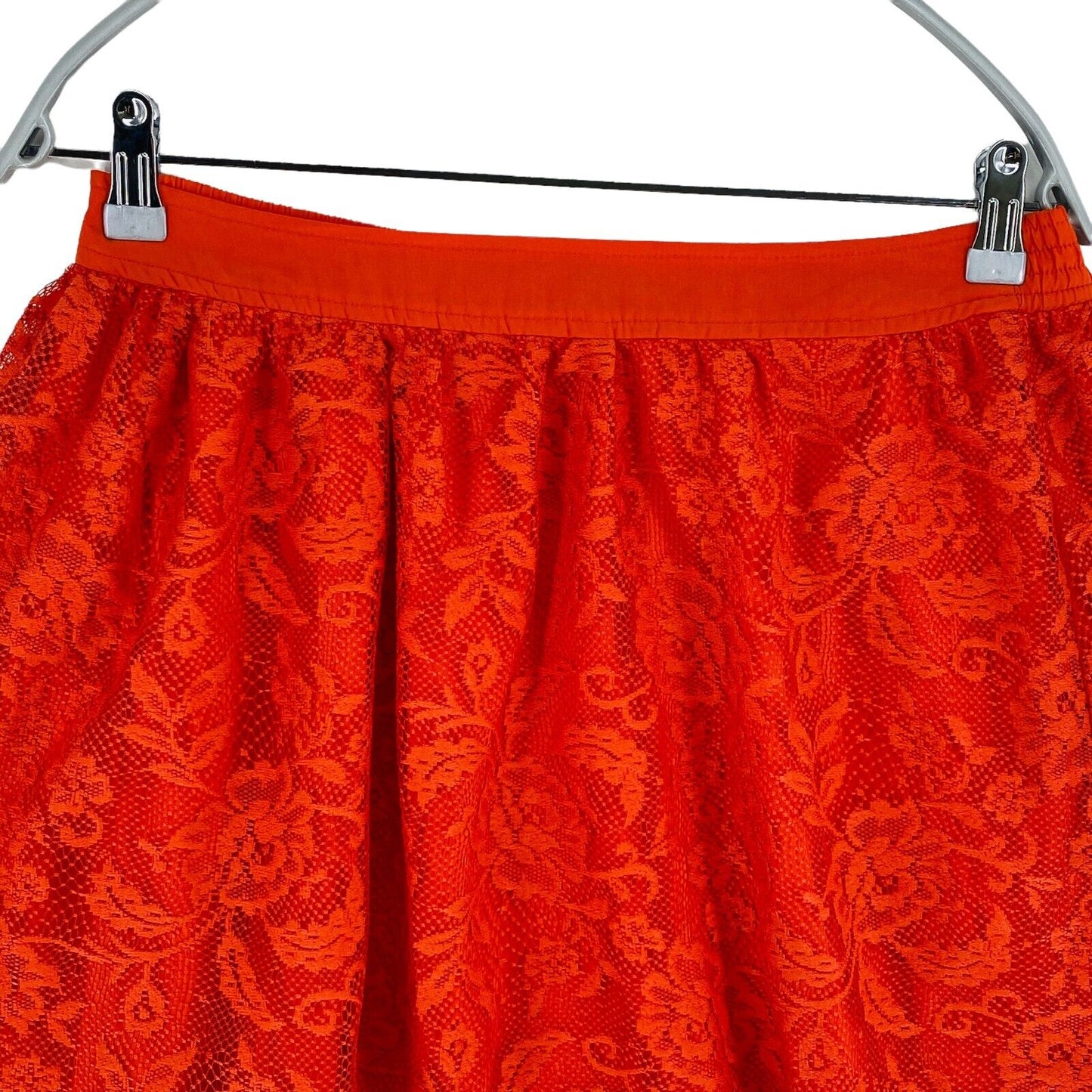 Stradivarius Floral Red Lace Flare Short Skirt Size M