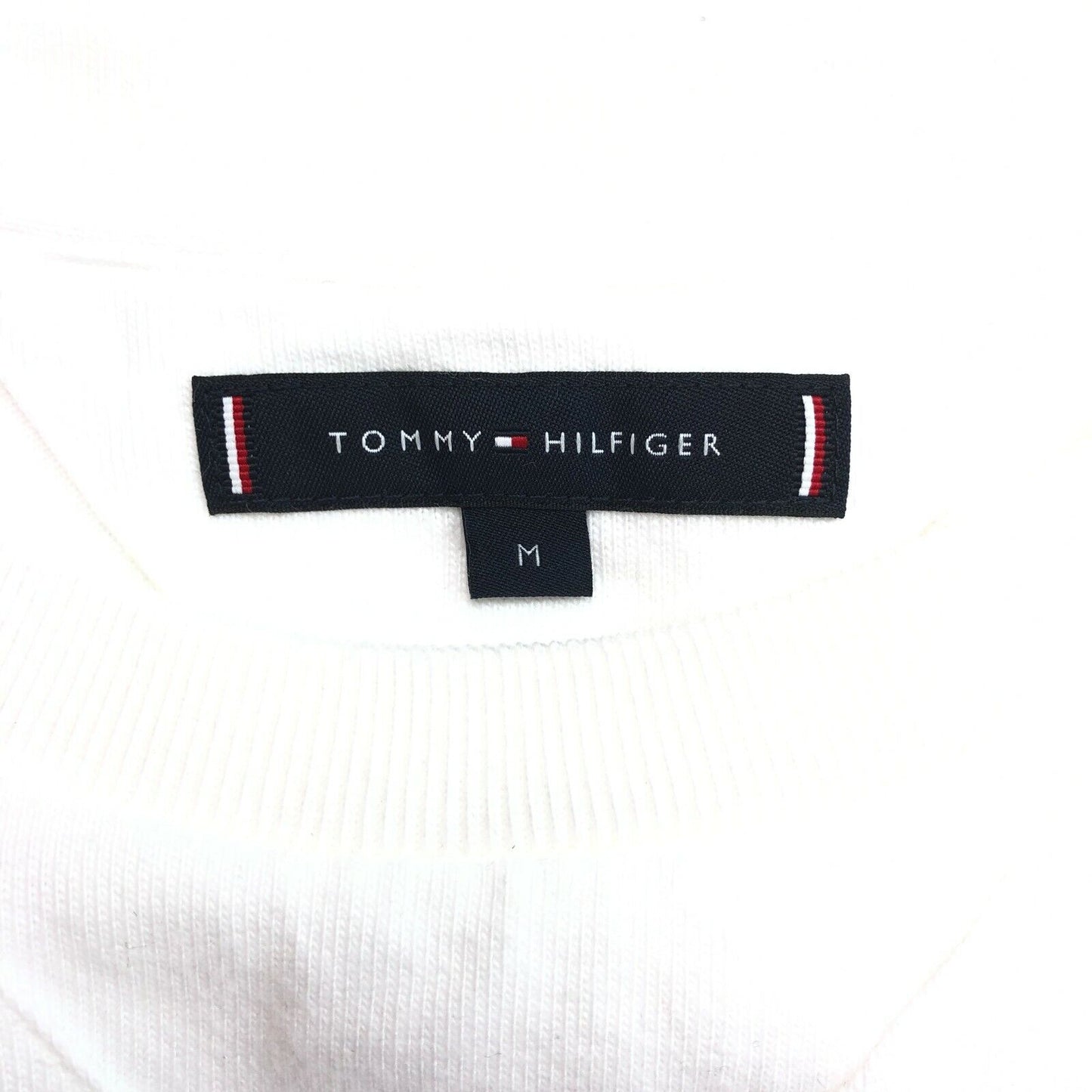 TOMMY HILFIGER Weißer Pullover mit Rundhalsausschnitt, Größe M