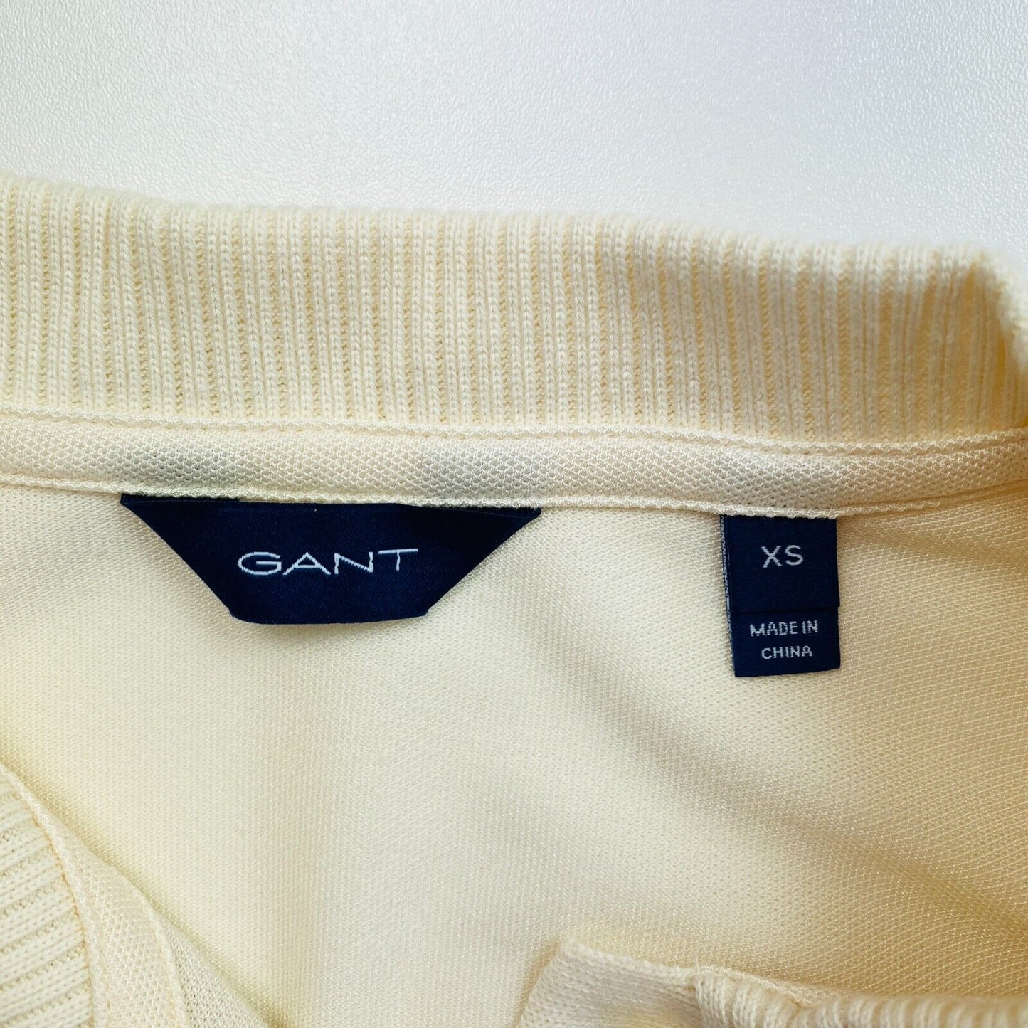 GANT Beige Detail Collar Pique Jersey Polo Shirt Size XS