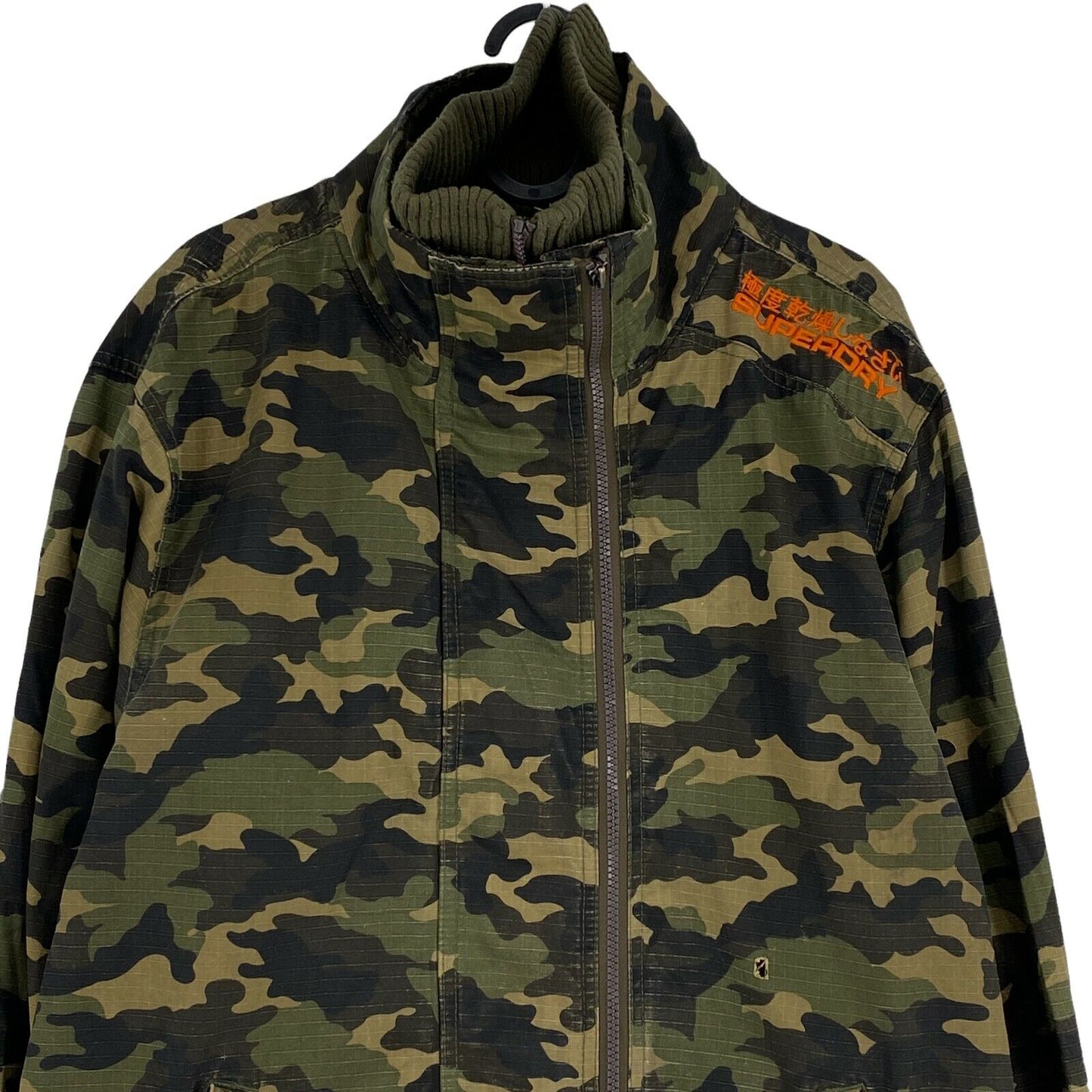 Superdry Double Blacklabel Camouflage Dark Green 100% Cotton Jacket Size L