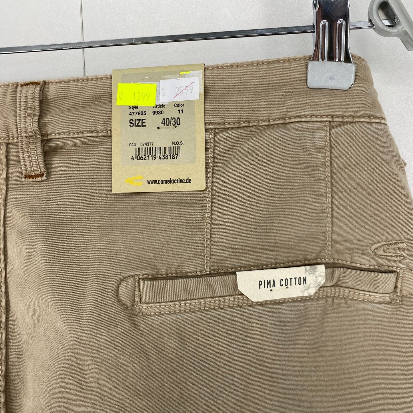 Camel Active Pantalon chino coupe slim moderne MADISON beige W40 L30