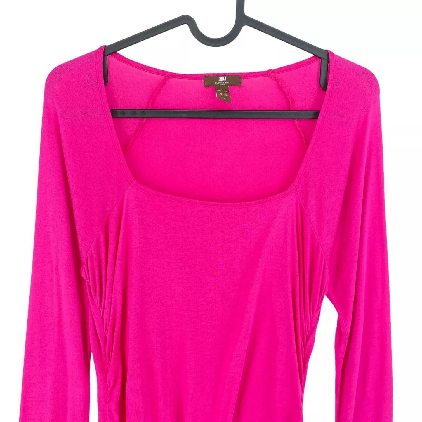 JLO By Jennifer Lopez Women Pink Round Neck Long Sleeves T Shirt Blouse Size S