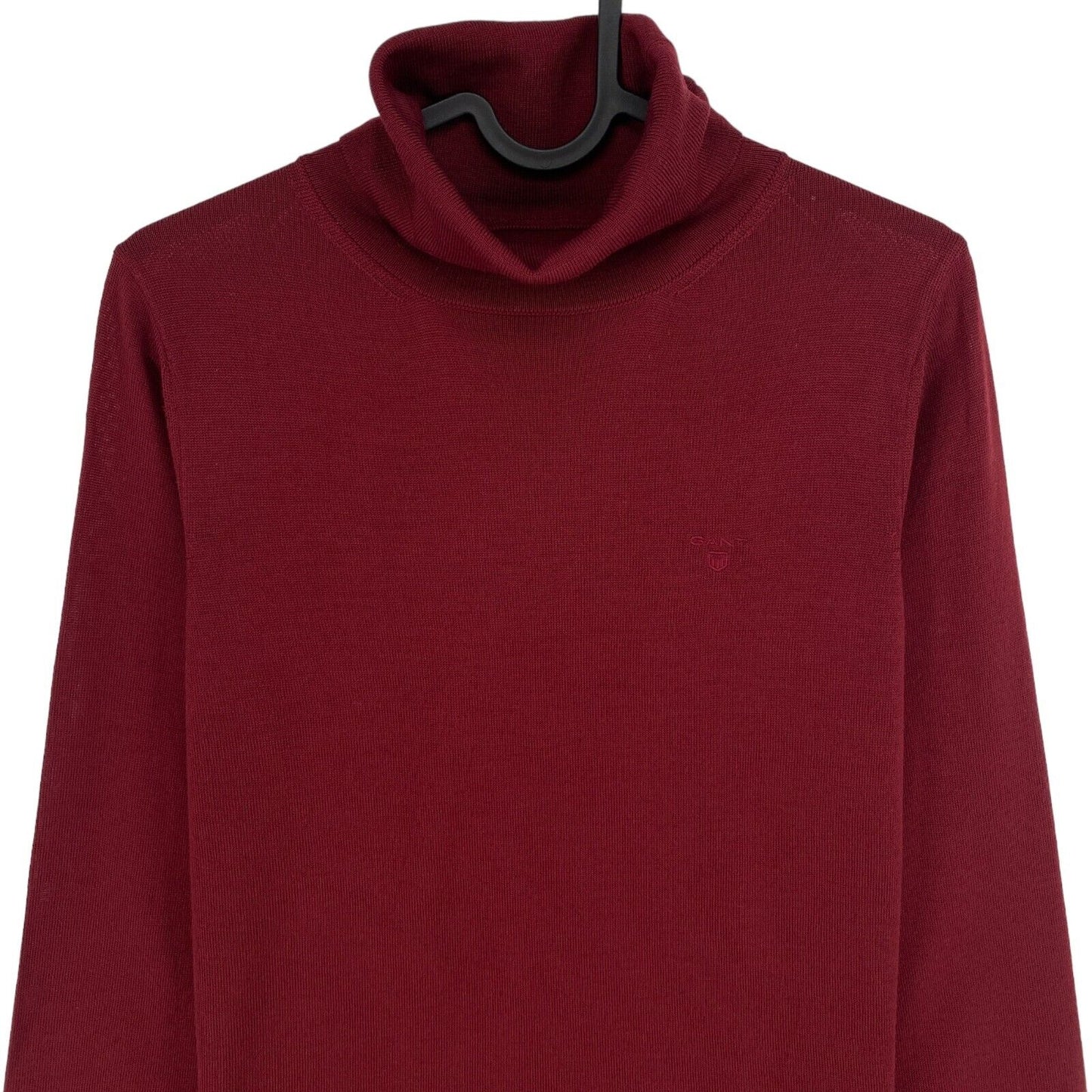 GANT Dunkelroter Rollkragenpullover aus 100 % Wolle, Größe S