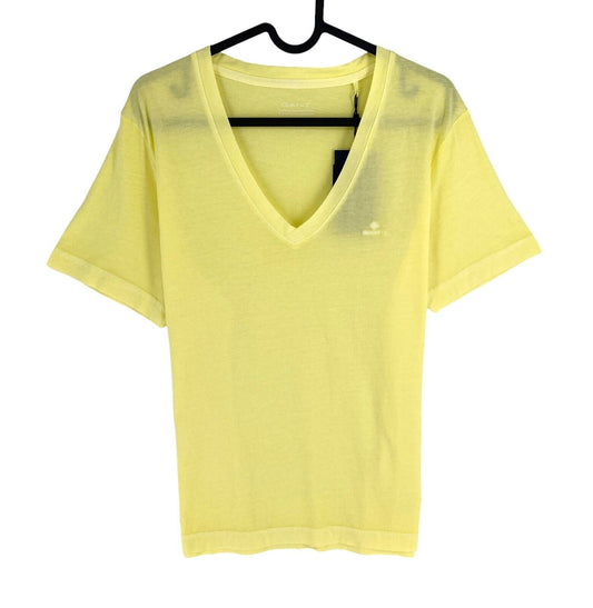 GANT Women Yellow Sun Faded V Neck Short Sleeve T Shirt Size L