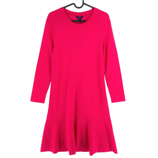 GANT Pink Flounce Detail Long Sleeves A Line Dress Size S