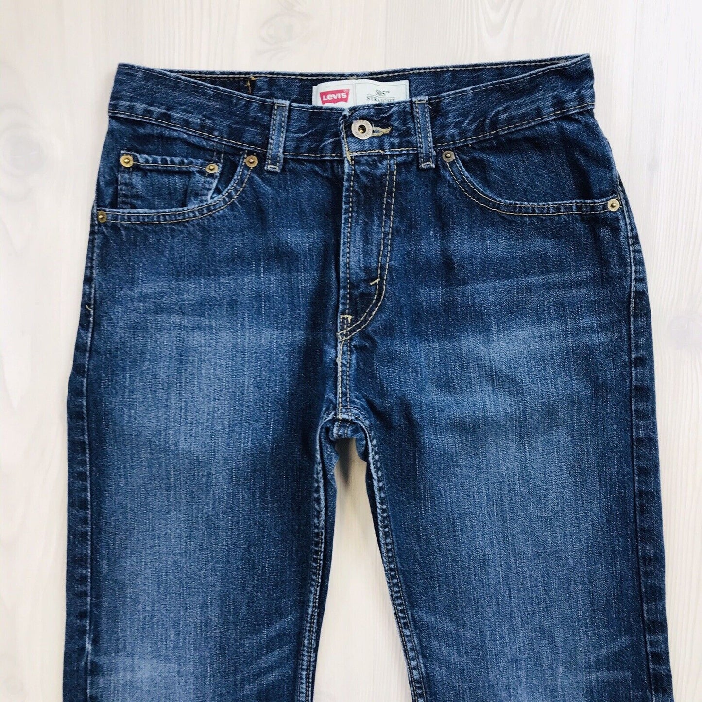 Vintage Levi's 505 Boys Blue Regular Straight Fit Jeans 16 Reg / W28 L28