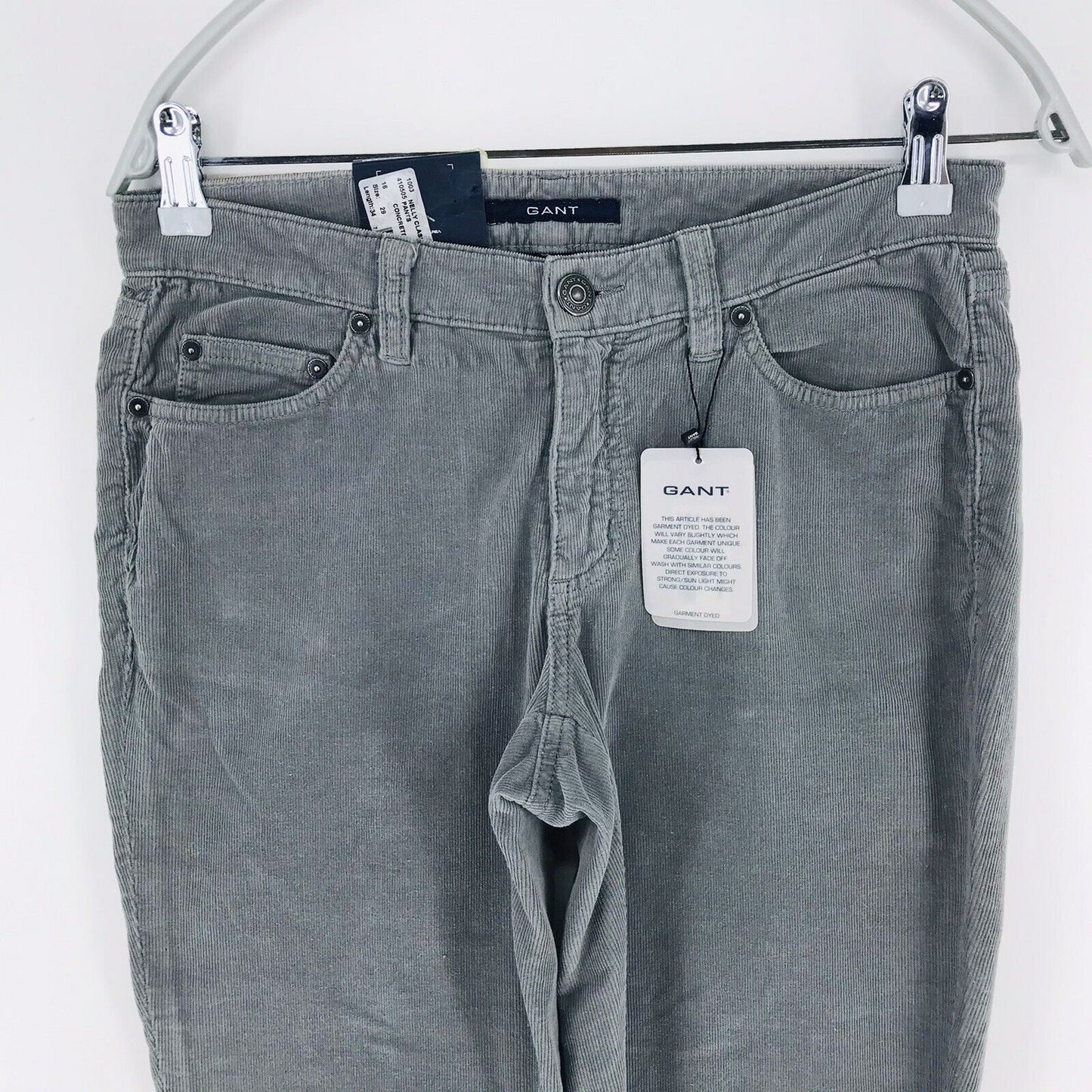 GANT NELLY Women Grey Low Waist Regular Super Slim Fit Corduroy Trousers W29 L34