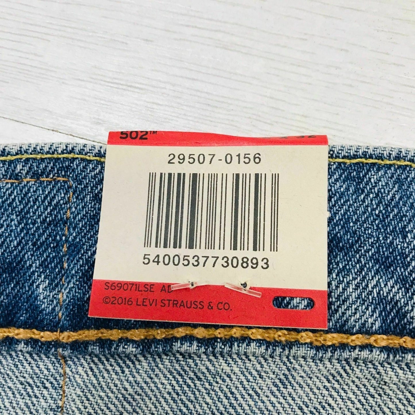 Levi's 502 Blue Warp Stretch Regular Tapered Fit Palm Patched Jeans W31 L32