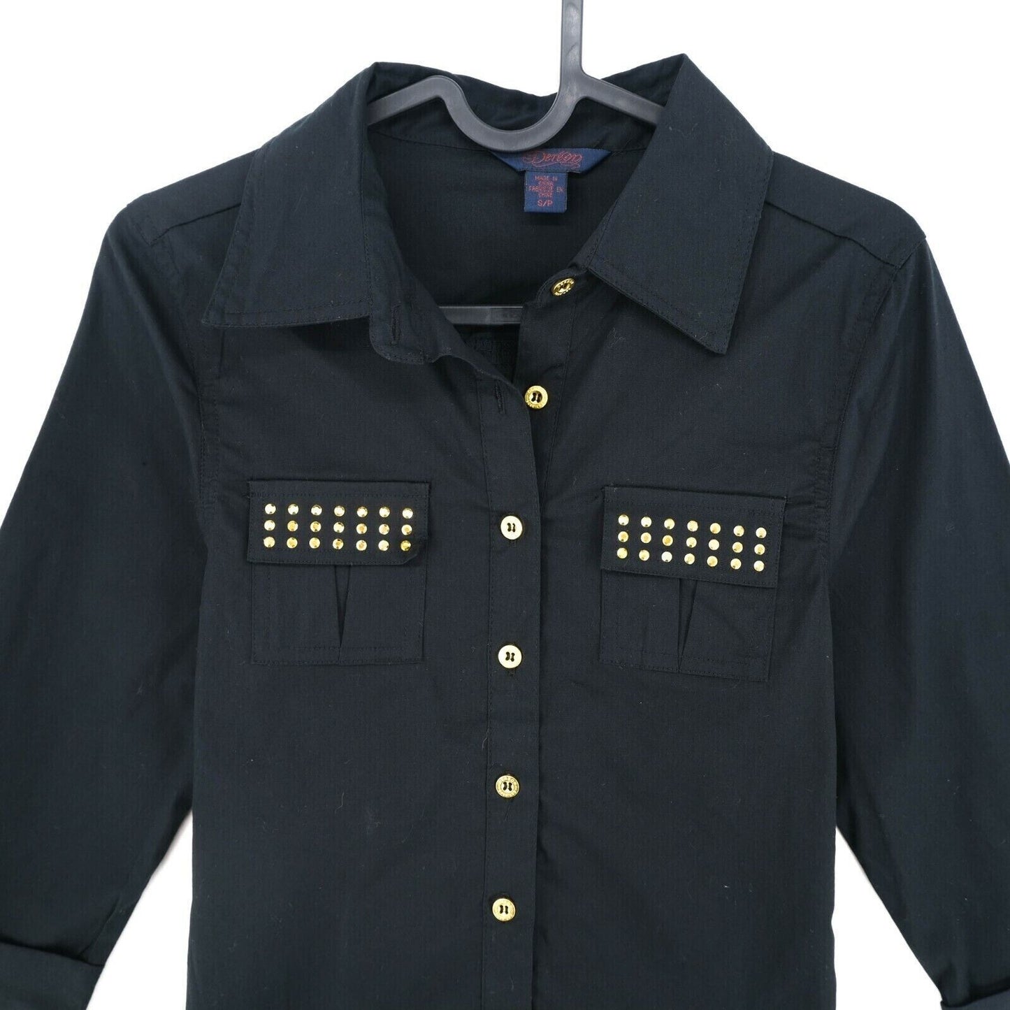 DEREON Black 3/4 Sleeve Button Up Shirt Size M