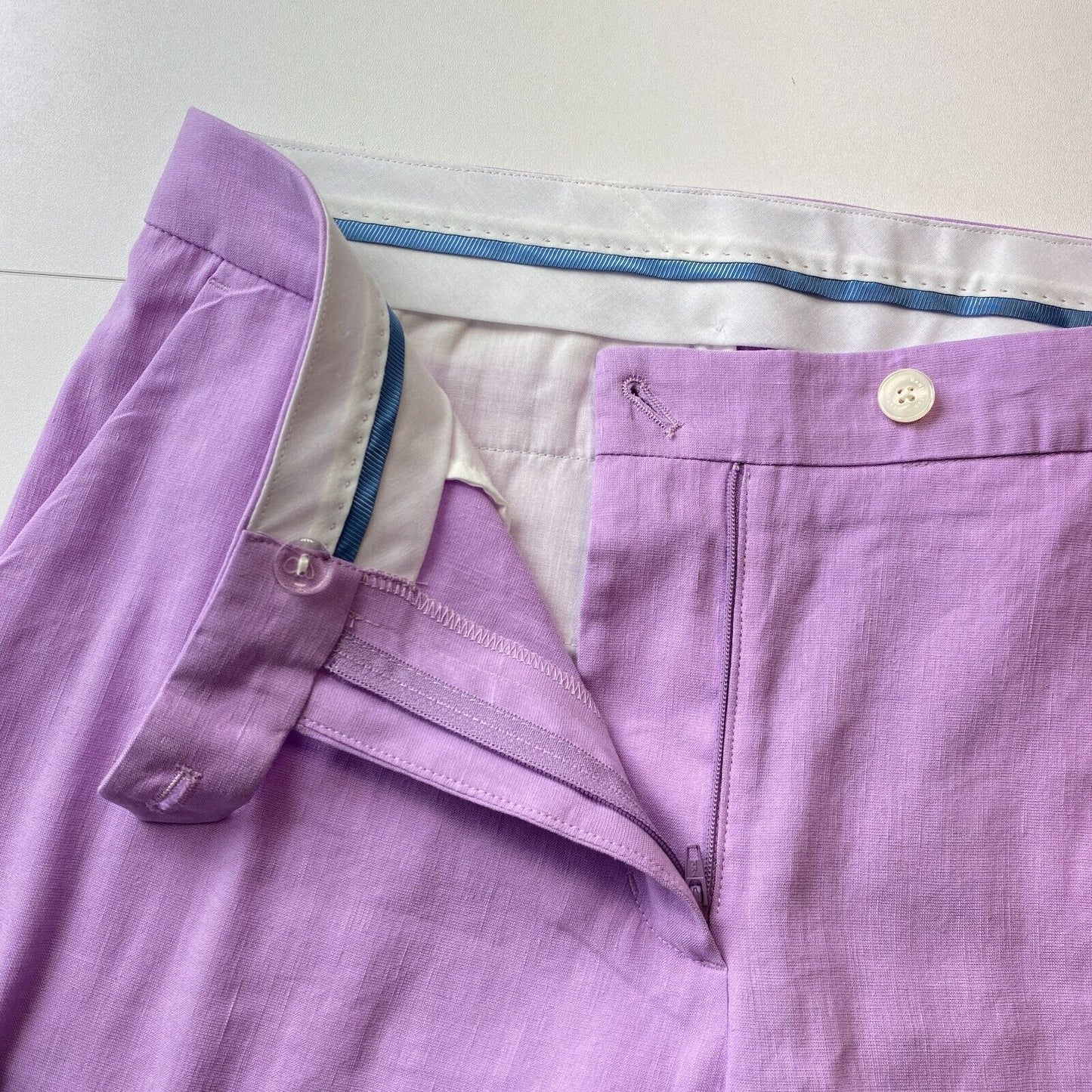 GANT Women Purple Slim Fit Linen Blend Dress Trousers EUR 40 UK 12 US 10 W32