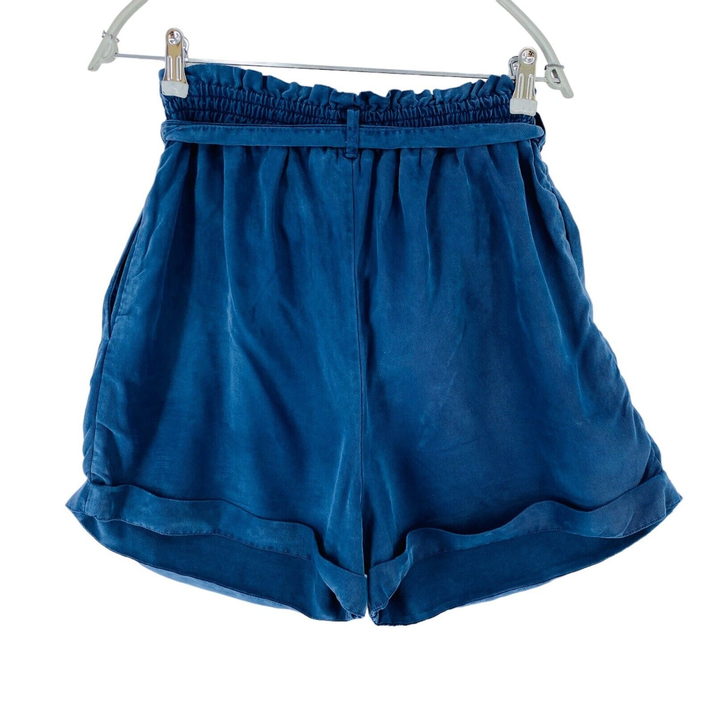 Odd Molly 432 Women Blue Pleated Regular Fit Belted Tender Shorts Size 3 / L