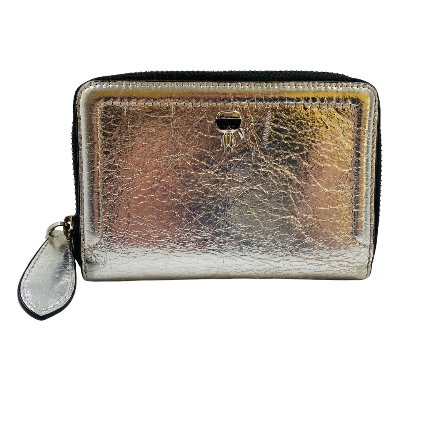 Karl Lagerfeld Silver Women Zip Around Leather Wallet