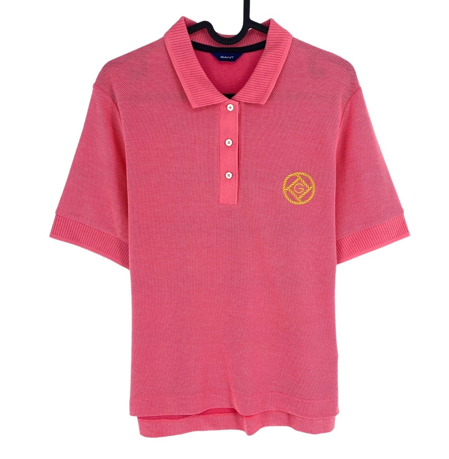 GANT Women Pink Rope Icon Short Sleeves Pique Polo Shirt Size L