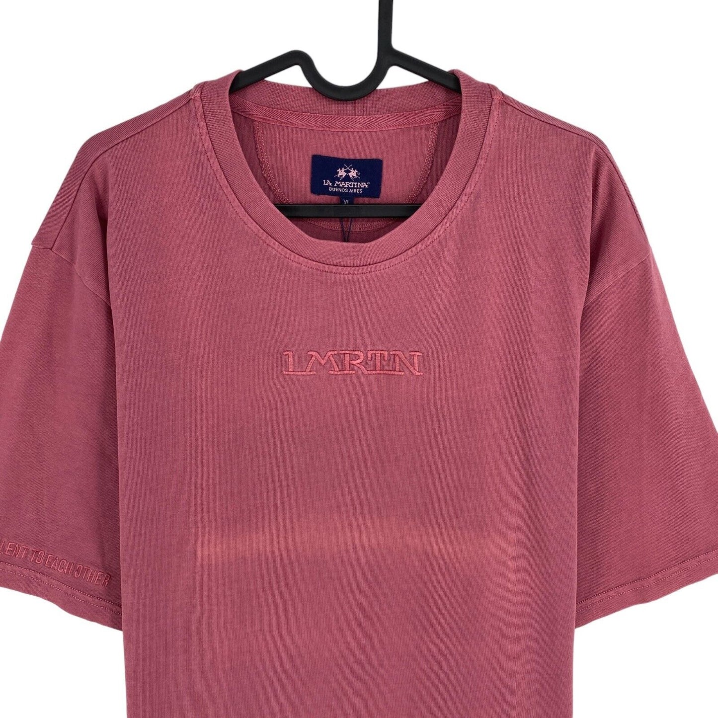 LA MARTINA Men Dark Pink Cotton Jersey Short Sleeves Crew Neck T Shirt Size L