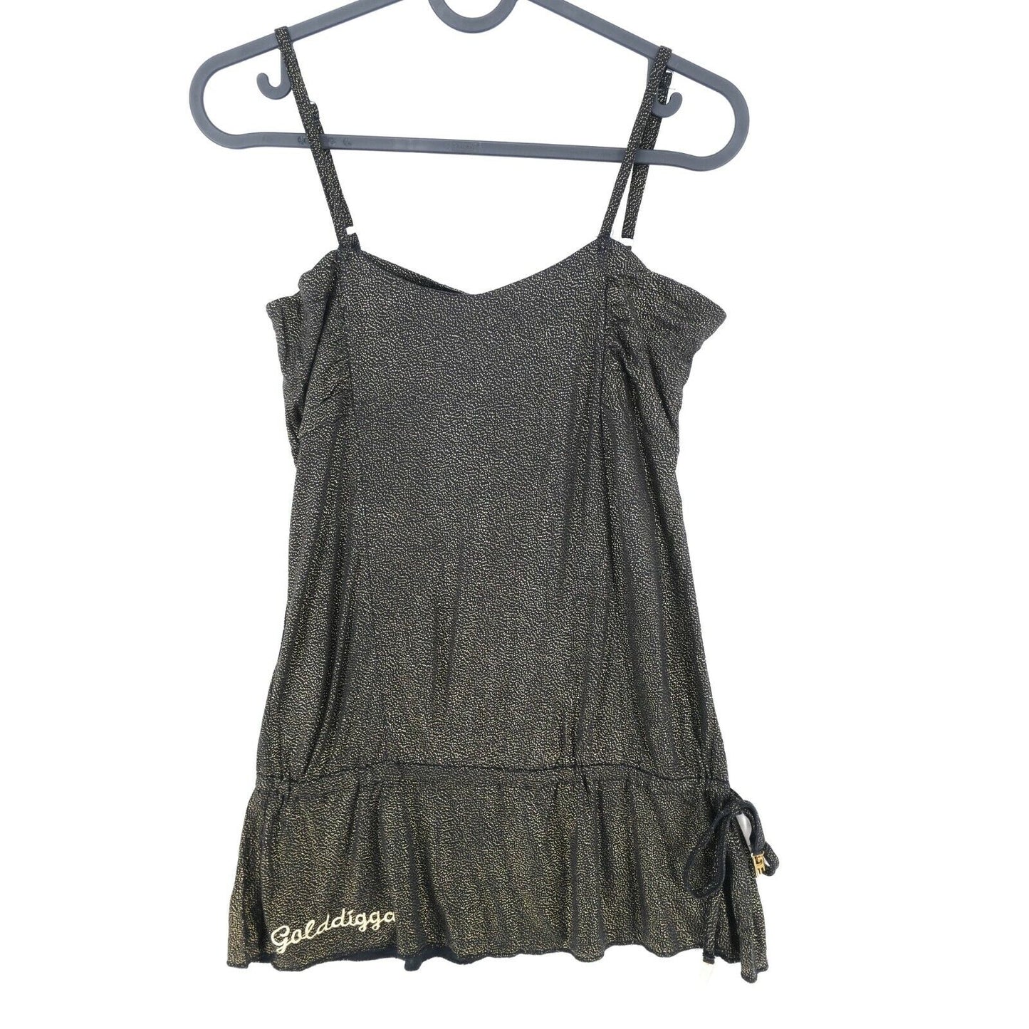 GOLDDIGGA Black Gold Tank Top Blouse Size XS