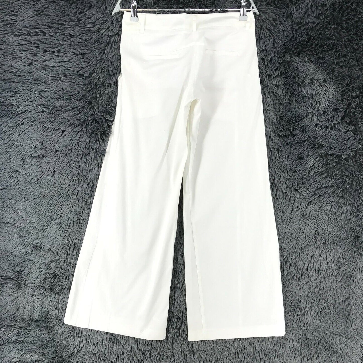 ROSSODISERA Women White Stretch Loose Bootcut Fit Trousers Size S W28