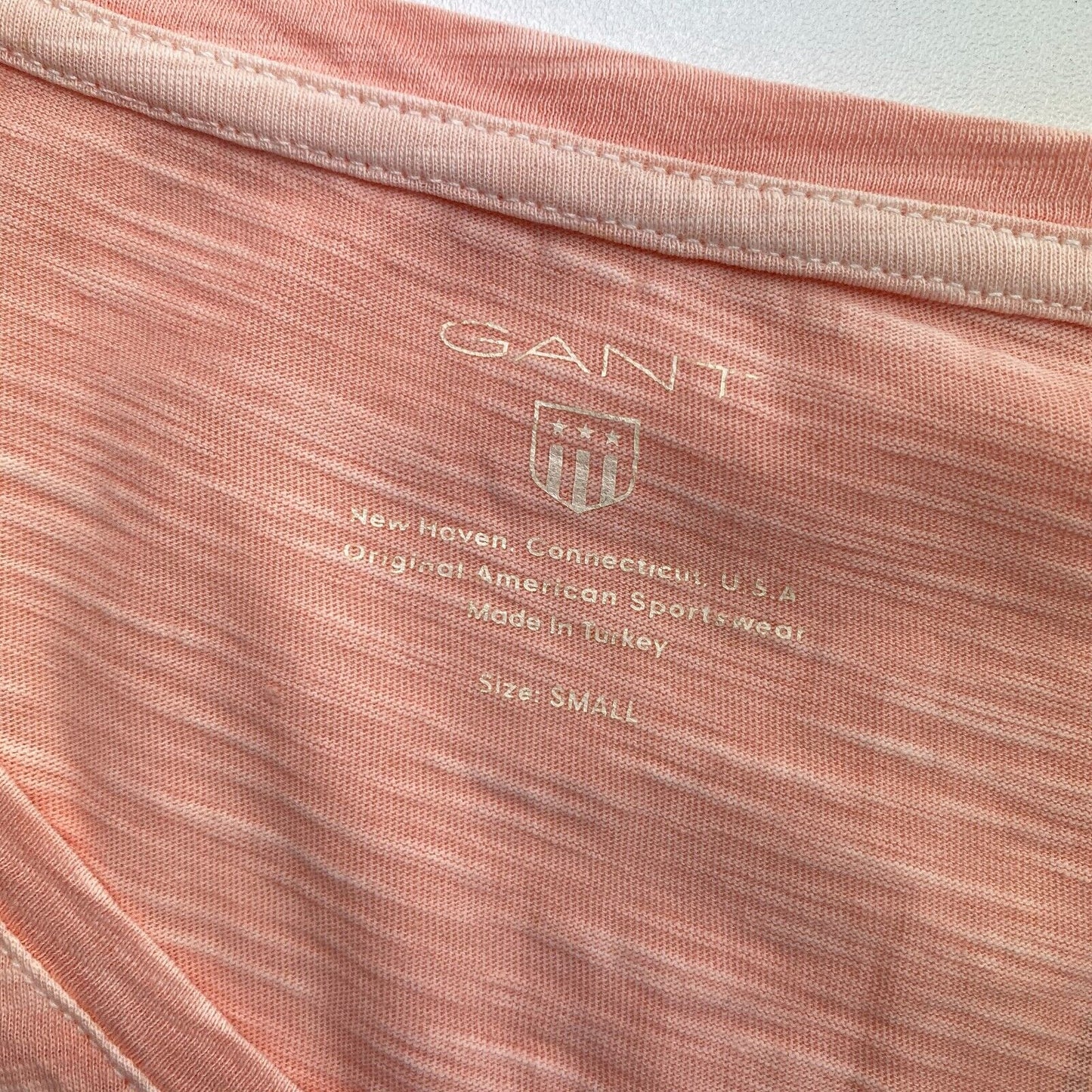 GANT Orange Pink Sun Bleached V Neck T Shirt Size S