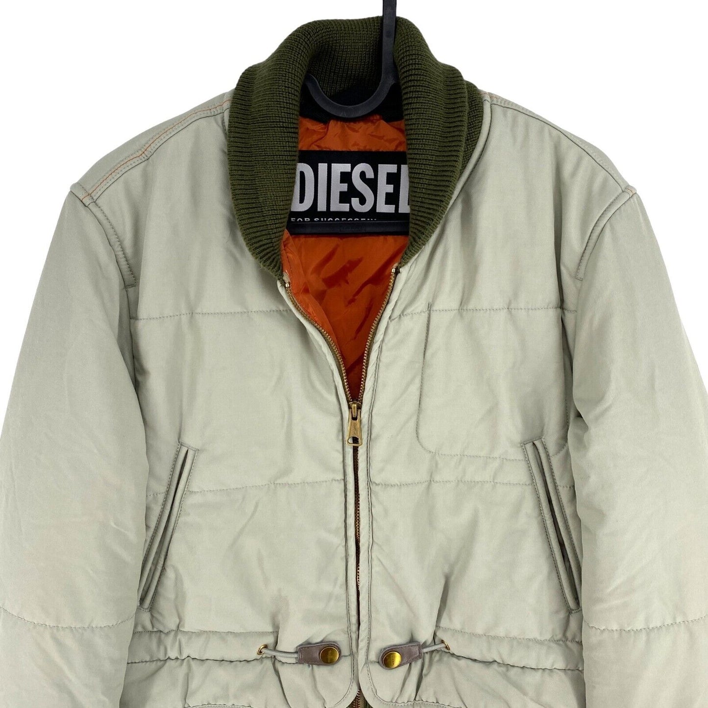 DIESEL Light Green Quilted Padded Bomber Jacket Coat Size 2XS XXS