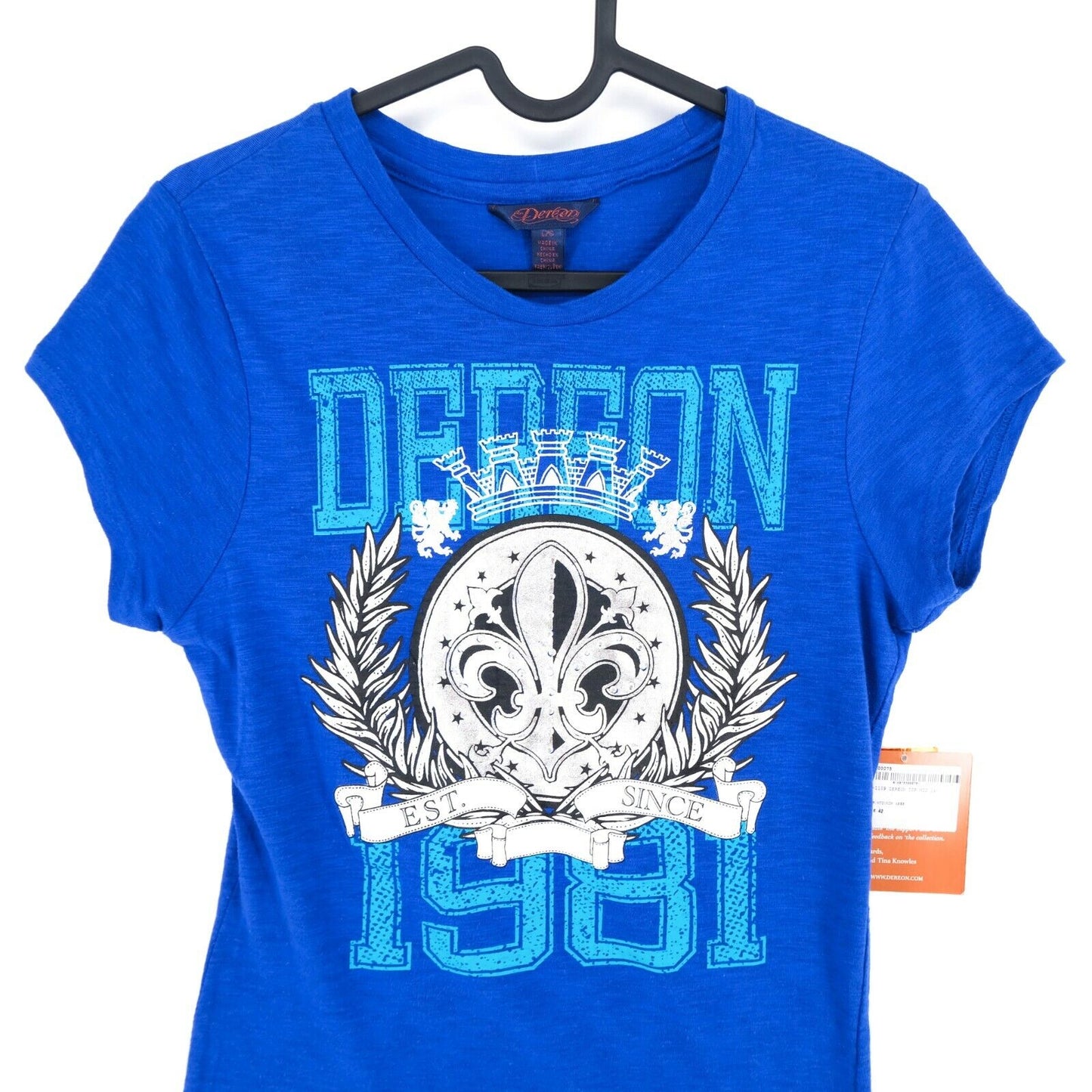 DEREON Blue Crew Neck Top T Shirt Size L