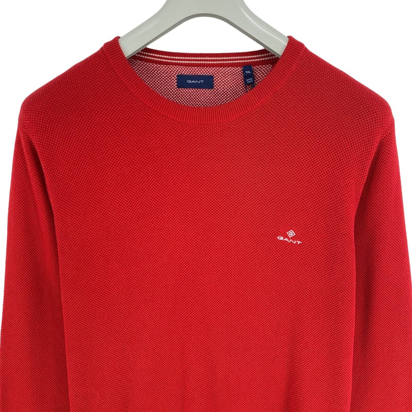 GANT Red Cotton Pique Crew Neck Sweater Jumper 2XL XXL