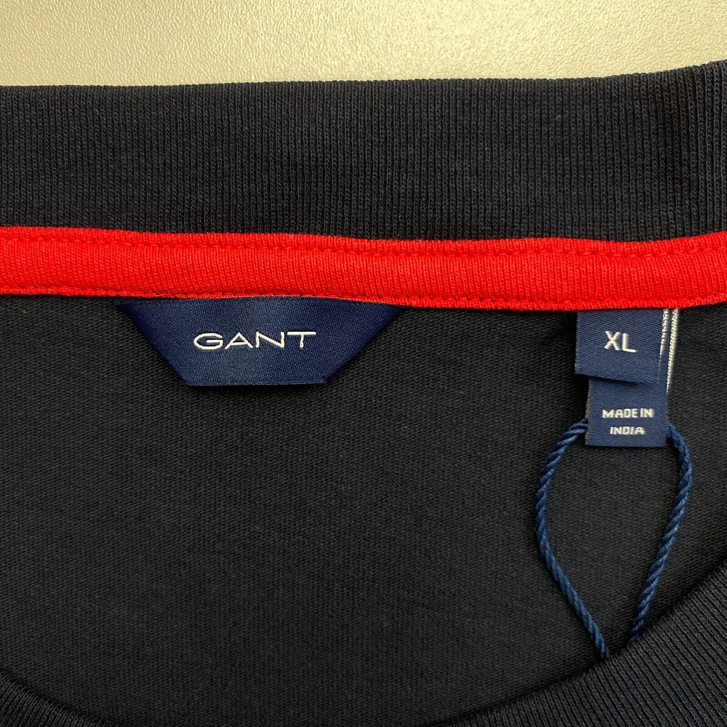 GANT Bleu Marine Rétro Logo Manches Courtes T Shirt Robe Taille XL