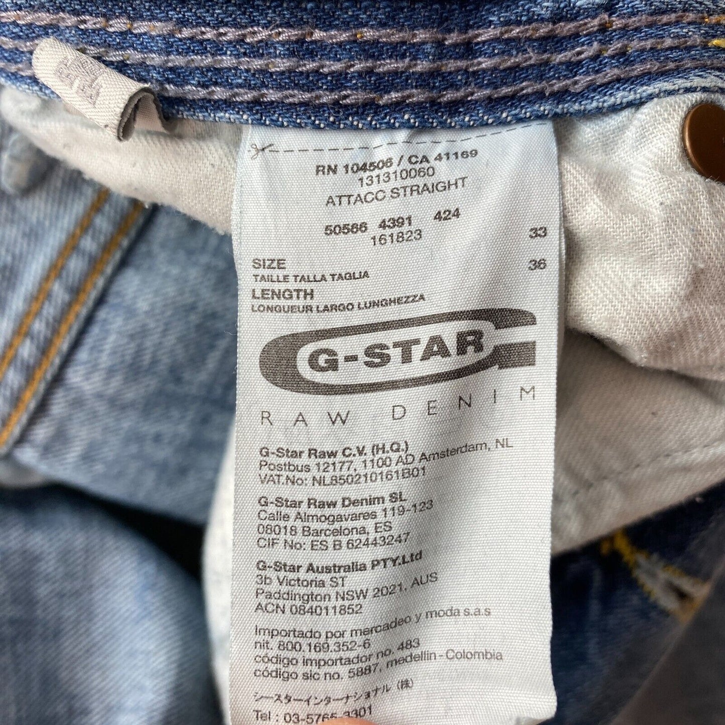 G-STAR RAW ATTACC Blue Regular Straight Fit Jeans W33 L30