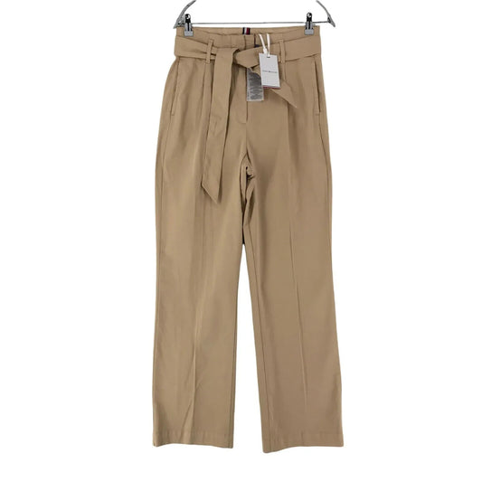 Tommy Hilfiger Women Brown Relaxed Straight Fit Chino Belted Trousers US 6 - W28