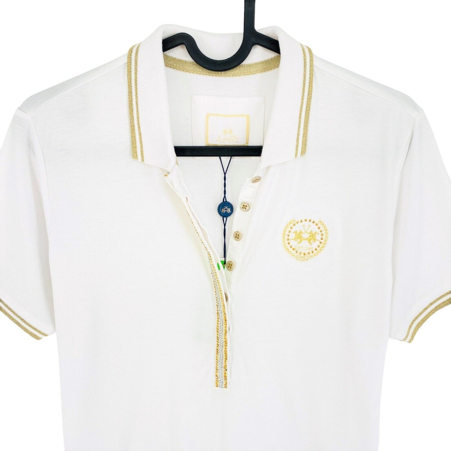 LA MARTINA White Viscose Piquet Polo Shirt Size 2 / S