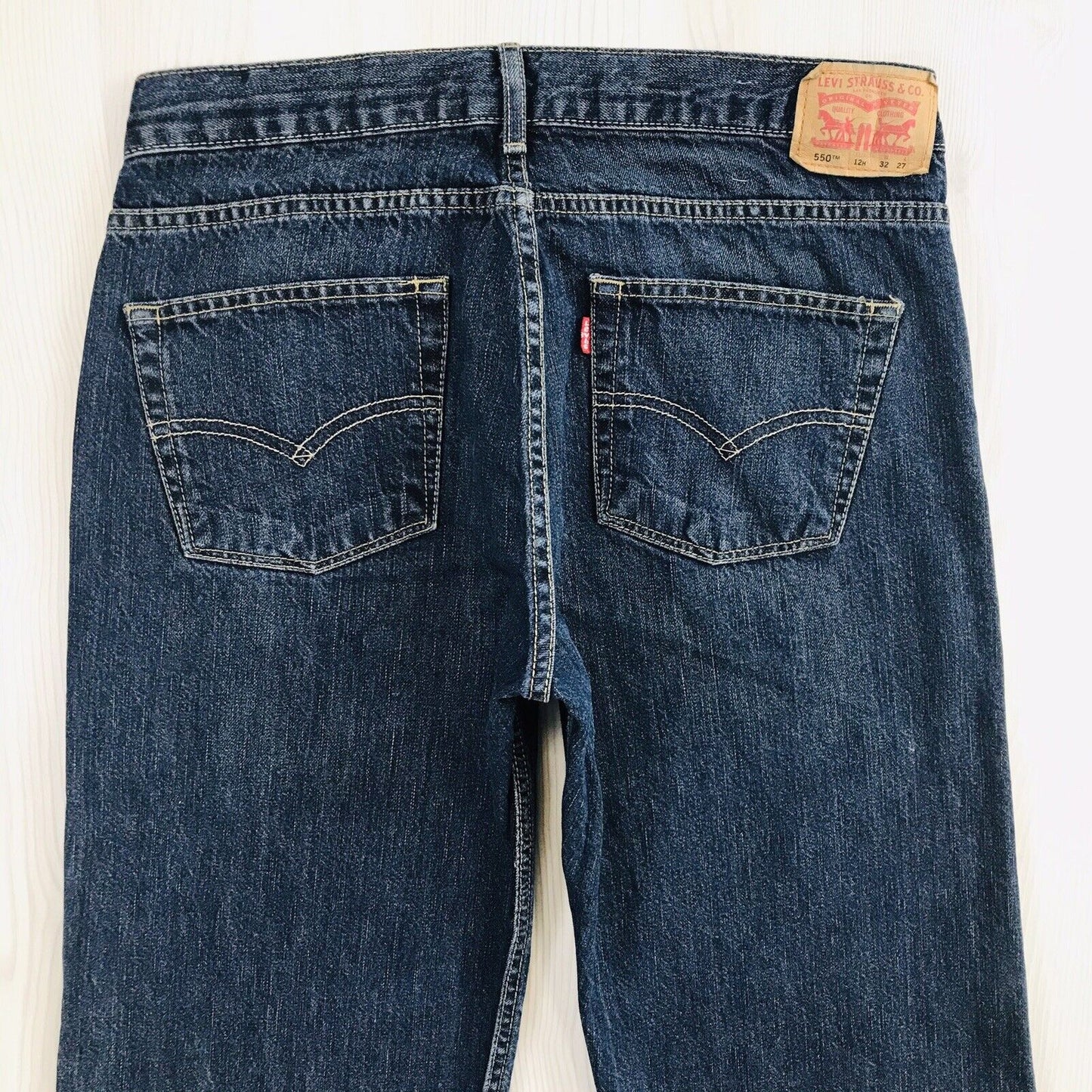 Vintage Levi's 550 Boys Dark Blue Relaxed Straight Fit Jeans 12 H / W32 L27