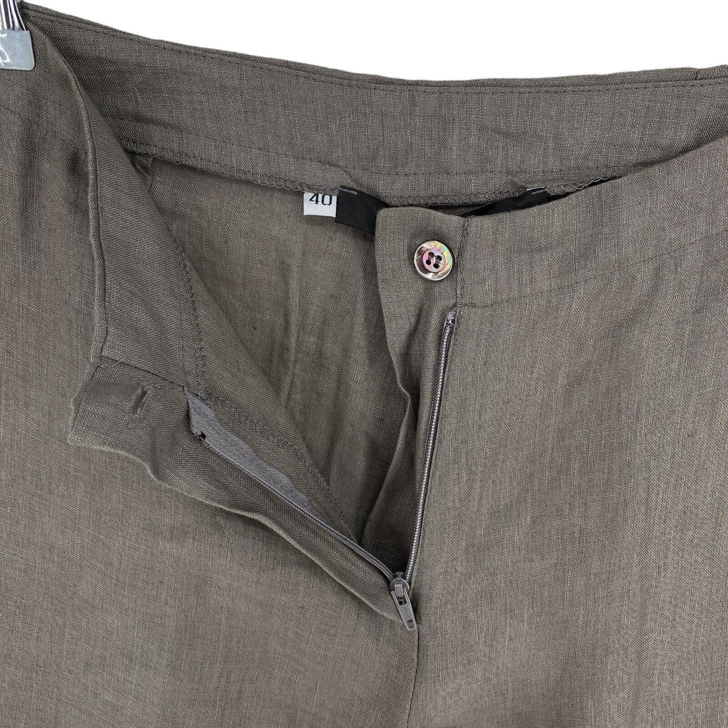 TOLLEGNO 1900 Grey 100% Linen Trousers Size 40 EU 36 UK 8 W28 L30