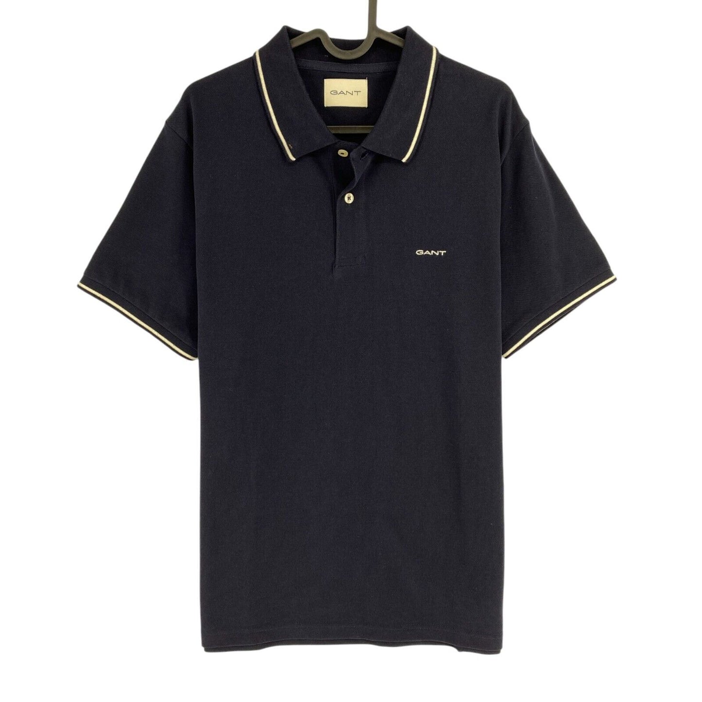 GANT Men Navy Blue Tipping Pique Rugger Polo Shirt Size L