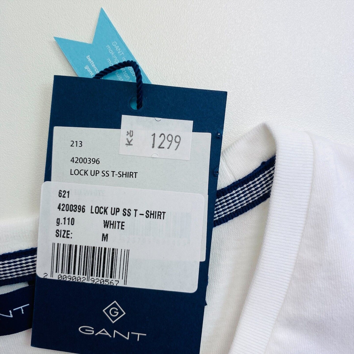 GANT Weißes Lock Up T-Shirt mit Rundhalsausschnitt, Größe M