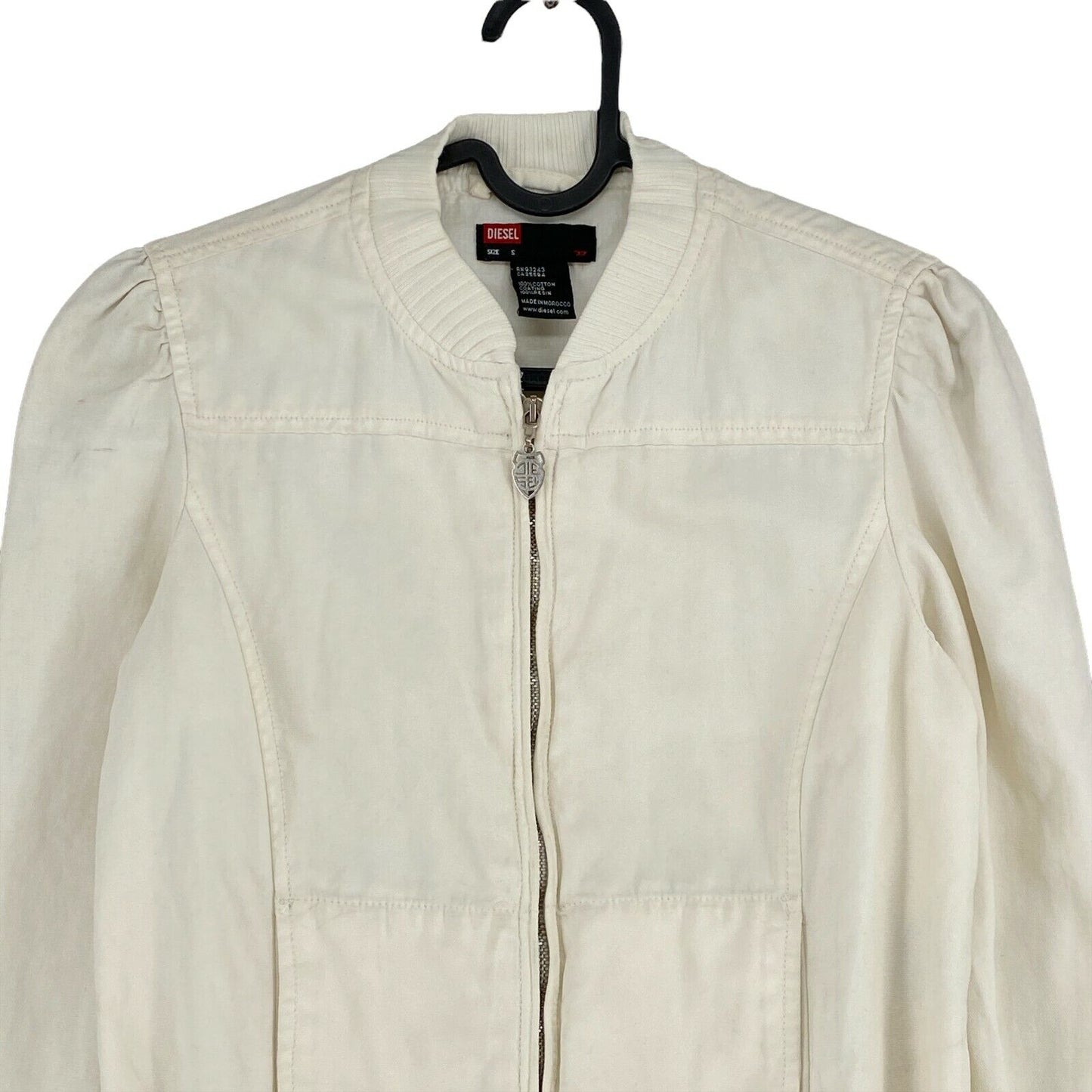 DIESEL Cream White 100% Cotton Jacket Size S