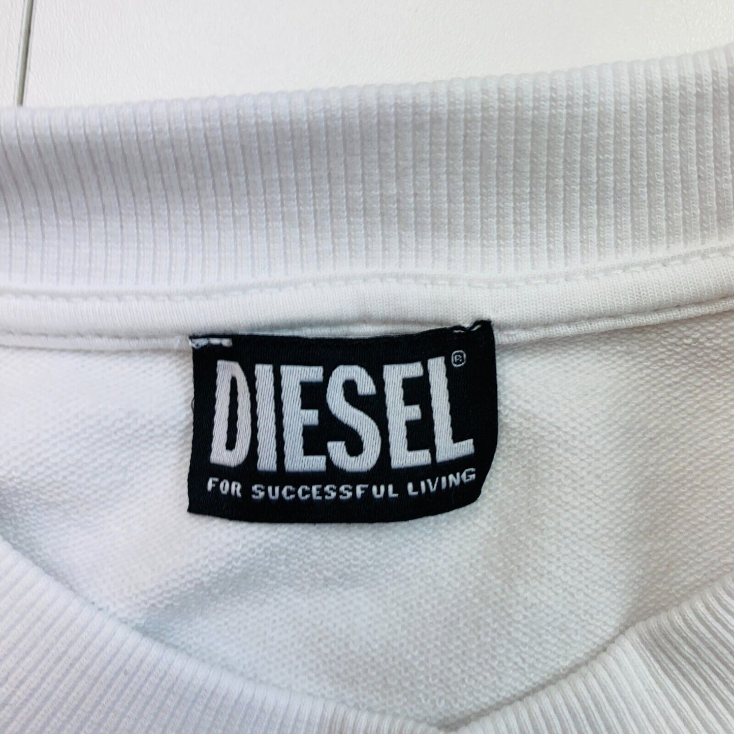 Diesel White Crew Neck Sweater Pullover Size XS