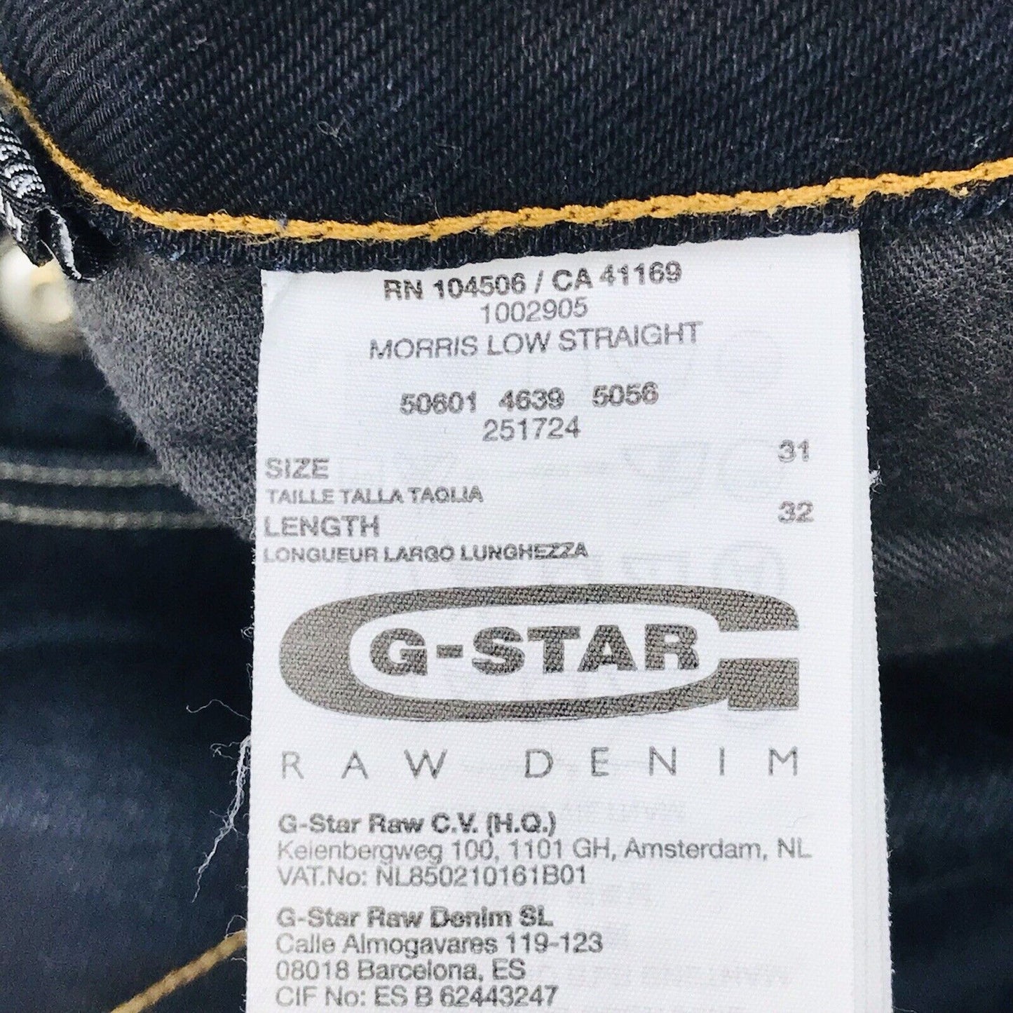 G-STAR RAW MORRIS Dark Blue Low Rise Straight Regular Fit Jeans Size W31 L30