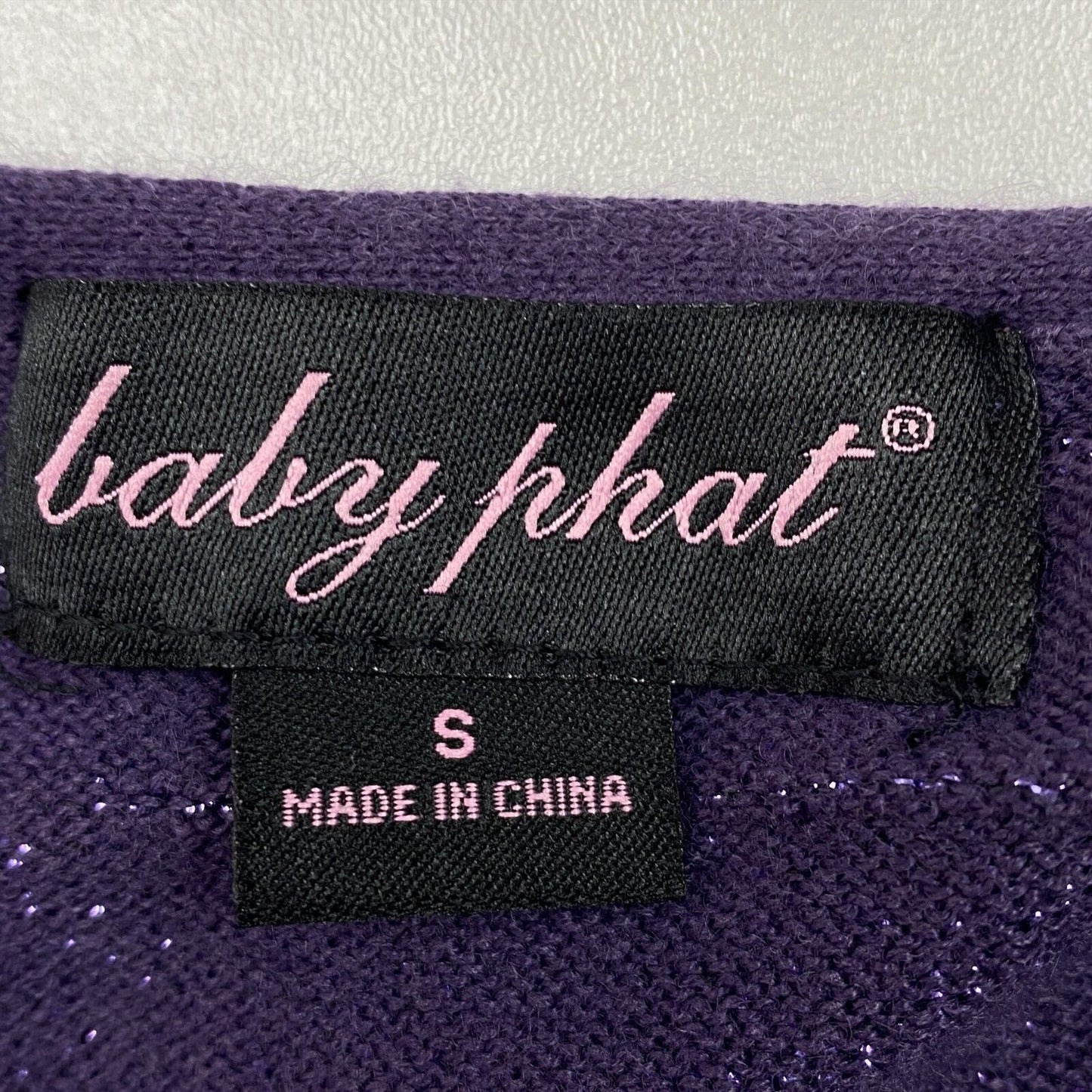 BABY PHAT Blouse Rayée Violet Col Rond Taille SM