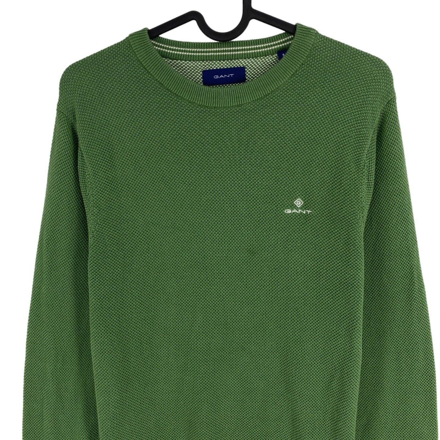 GANT Pull à col rond en coton piqué vert Taille S