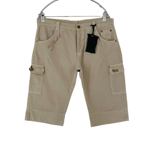 DPM Women Beige Regular Fit Knee Length Cargo Shorts Size EU 48 W34