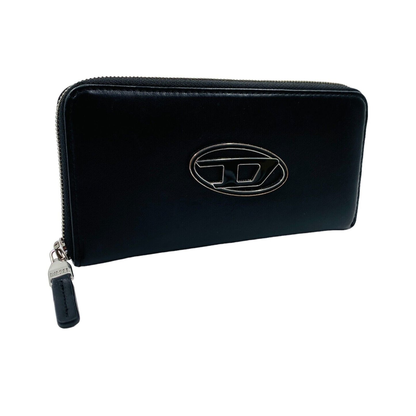 DIESEL Black Women Zip Around Logo Leather Wallet