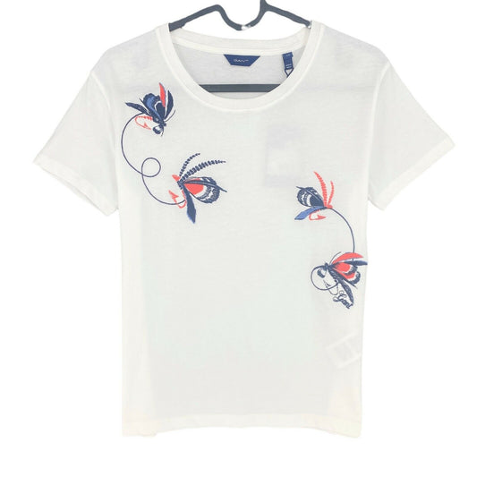 GANT White Embroidery Crew Neck T Shirt Size XS