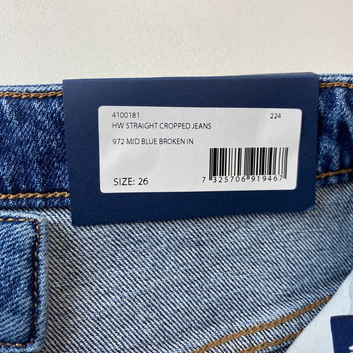 GANT femmes bleu taille haute coupe droite régulière jean court W26 L28