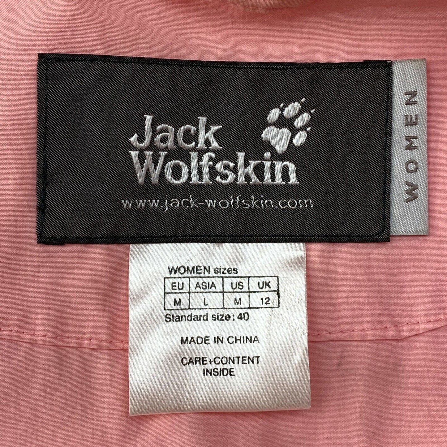 Jack Wolfskin Pink 100% Cotton Hooded Jacket Size M